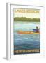 Lakes Region, New Hampshire - Kayak Scene-Lantern Press-Framed Art Print