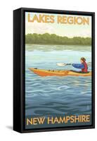 Lakes Region, New Hampshire - Kayak Scene-Lantern Press-Framed Stretched Canvas