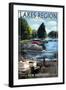 Lakes Region, New Hampshire - Pontoon and Lake-Lantern Press-Framed Art Print