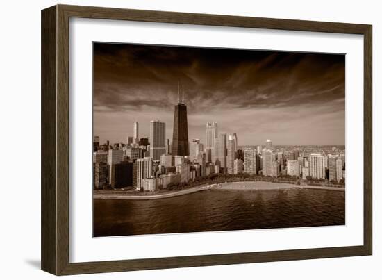 Lakeshore Chicago BW-Steve Gadomski-Framed Photographic Print