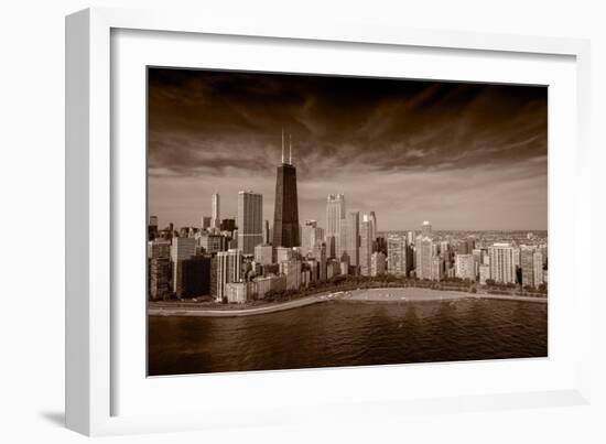 Lakeshore Chicago BW-Steve Gadomski-Framed Photographic Print