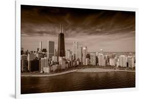 Lakeshore Chicago BW-Steve Gadomski-Framed Photographic Print