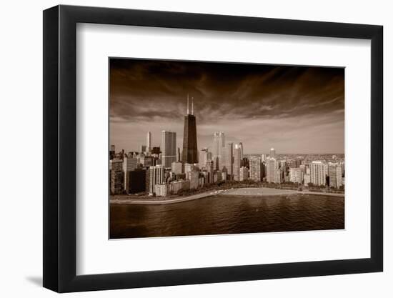 Lakeshore Chicago BW-Steve Gadomski-Framed Photographic Print