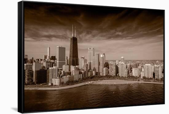 Lakeshore Chicago BW-Steve Gadomski-Framed Stretched Canvas