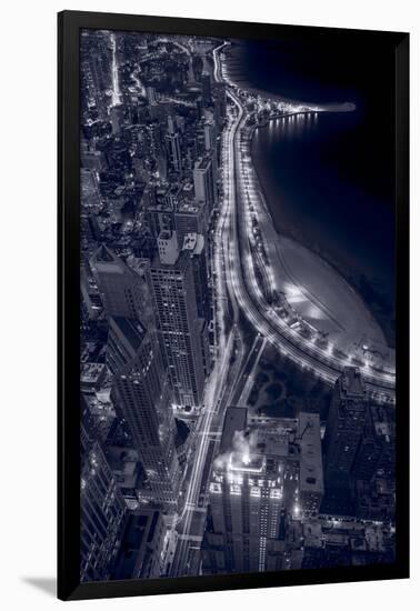 Lakeshore Drive Aloft BW Cool Toned-Steve Gadomski-Framed Premium Photographic Print