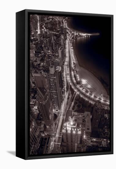 Lakeshore Drive Aloft BW Warm Toned-Steve Gadomski-Framed Stretched Canvas