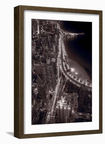 Lakeshore Drive Aloft BW Warm Toned-Steve Gadomski-Framed Photographic Print