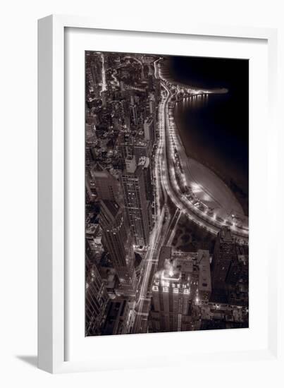 Lakeshore Drive Aloft BW Warm Toned-Steve Gadomski-Framed Photographic Print