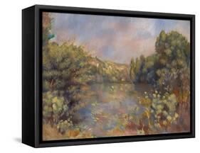 Lakeside Landscape. Ca. 1889-Pierre-Auguste Renoir-Framed Stretched Canvas