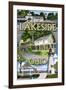 Lakeside, Ohio - Montage Scenes-Lantern Press-Framed Art Print