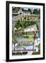 Lakeside, Ohio - Montage Scenes-Lantern Press-Framed Art Print