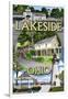 Lakeside, Ohio - Montage Scenes-Lantern Press-Framed Art Print