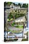 Lakeside, Ohio - Montage Scenes-Lantern Press-Stretched Canvas