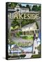 Lakeside, Ohio - Montage Scenes-Lantern Press-Framed Stretched Canvas