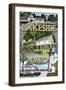 Lakeside, Ohio - Montage Scenes-Lantern Press-Framed Art Print