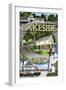 Lakeside, Ohio - Montage Scenes-Lantern Press-Framed Art Print