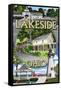 Lakeside, Ohio - Montage Scenes-Lantern Press-Framed Stretched Canvas