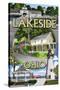 Lakeside, Ohio - Montage Scenes-Lantern Press-Stretched Canvas