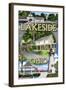 Lakeside, Ohio - Montage Scenes-Lantern Press-Framed Art Print