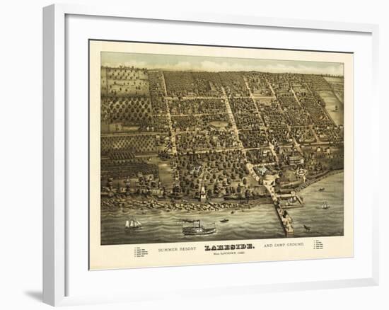 Lakeside, Ohio - Panoramic Map-Lantern Press-Framed Art Print