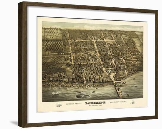 Lakeside, Ohio - Panoramic Map-Lantern Press-Framed Art Print