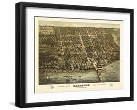 Lakeside, Ohio - Panoramic Map-Lantern Press-Framed Art Print