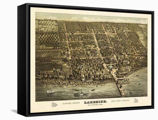 Lakeside, Ohio - Panoramic Map-Lantern Press-Framed Stretched Canvas