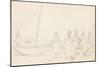 Lakeside Scene with Seven Figures, 1825 (Graphite on Paper)-German School-Mounted Giclee Print