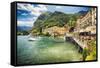 Lakeside Terrace Menaggio, Lake Como, Italy-George Oze-Framed Stretched Canvas