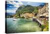 Lakeside Terrace Menaggio, Lake Como, Italy-George Oze-Stretched Canvas