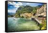Lakeside Terrace Menaggio, Lake Como, Italy-George Oze-Framed Stretched Canvas