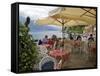 Lakeside View of Cafe in Medieval Village of Varenna, Lake Como, Lombardy, Italian Lakes, Italy-Peter Barritt-Framed Stretched Canvas