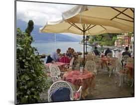 Lakeside View of Cafe in Medieval Village of Varenna, Lake Como, Lombardy, Italian Lakes, Italy-Peter Barritt-Mounted Photographic Print