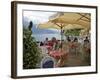 Lakeside View of Cafe in Medieval Village of Varenna, Lake Como, Lombardy, Italian Lakes, Italy-Peter Barritt-Framed Photographic Print