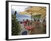 Lakeside View of Cafe in Medieval Village of Varenna, Lake Como, Lombardy, Italian Lakes, Italy-Peter Barritt-Framed Photographic Print