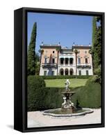 Lakeside Villa, Cadenabbia, Lake Como, Lombardy, Italian Lakes, Italy, Europe-Frank Fell-Framed Stretched Canvas
