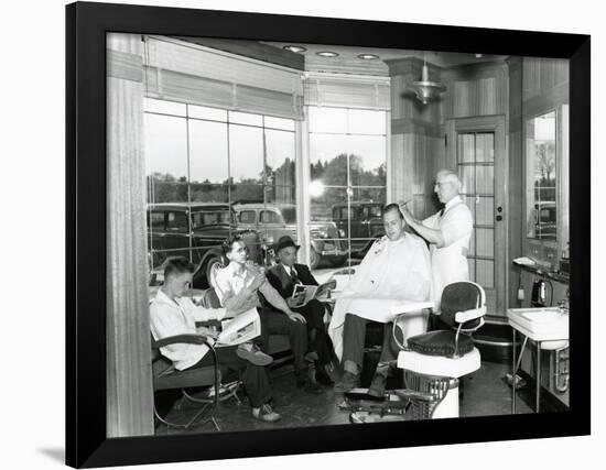 Lakewood Barber Shop, 1940-Chapin Bowen-Framed Giclee Print