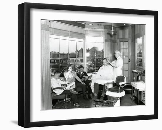 Lakewood Barber Shop, 1940-Chapin Bowen-Framed Giclee Print