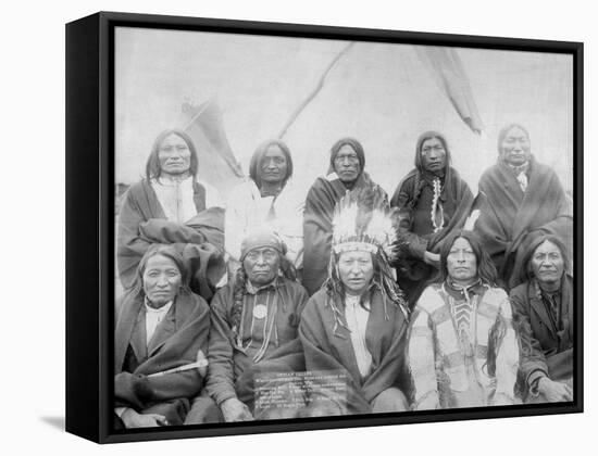 Lakota Indian Chiefs who Met General Miles to End Indian War Photograph - Pine Ridge, SD-Lantern Press-Framed Stretched Canvas
