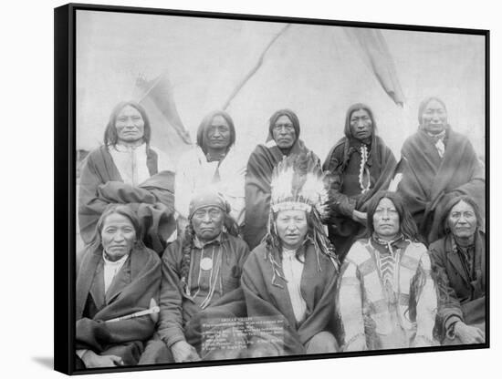 Lakota Indian Chiefs who Met General Miles to End Indian War Photograph - Pine Ridge, SD-Lantern Press-Framed Stretched Canvas