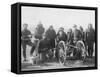 Lakota Scouts and White Soldiers Posed Behind Hotchkiss Gun Photograph - Wounded Knee, SD-Lantern Press-Framed Stretched Canvas