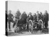 Lakota Scouts and White Soldiers Posed Behind Hotchkiss Gun Photograph - Wounded Knee, SD-Lantern Press-Stretched Canvas