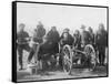 Lakota Scouts and White Soldiers Posed Behind Hotchkiss Gun Photograph - Wounded Knee, SD-Lantern Press-Framed Stretched Canvas
