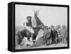 Lakota Women with Infants and Man on Horseback Photograph - Pine Ridge, SD-Lantern Press-Framed Stretched Canvas
