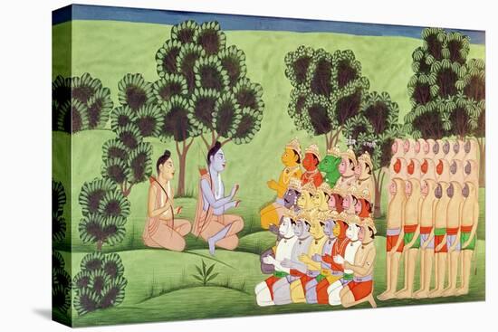 Lakshmana Consulting the Heads of the Monkey Armies, from the Ramayana-Indian School-Stretched Canvas