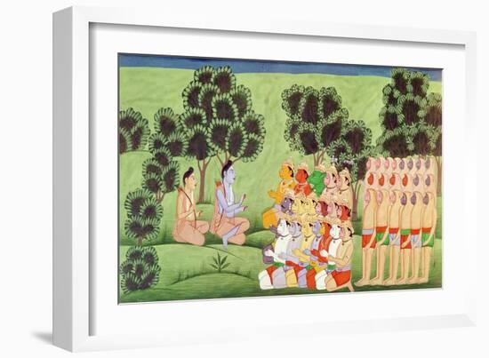 Lakshmana Consulting the Heads of the Monkey Armies, from the Ramayana-Indian School-Framed Giclee Print