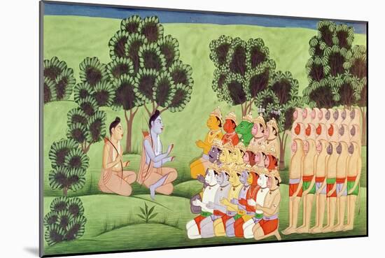 Lakshmana Consulting the Heads of the Monkey Armies, from the Ramayana-Indian School-Mounted Giclee Print