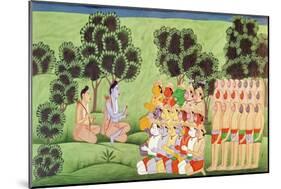 Lakshmana Consulting the Heads of the Monkey Armies, from the Ramayana-Indian School-Mounted Giclee Print