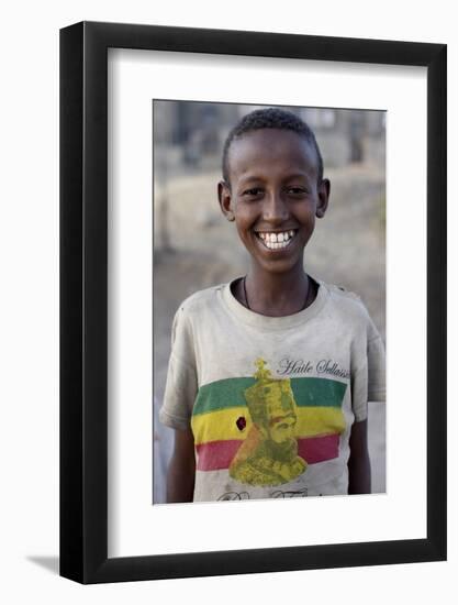 Lalibela boy wearing a Haile Selassie t-shirt, Lalibela, Wollo, Ethiopia-Godong-Framed Photographic Print