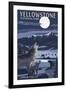 Lamar Valley Scene, Yellowstone National Park-Lantern Press-Framed Art Print